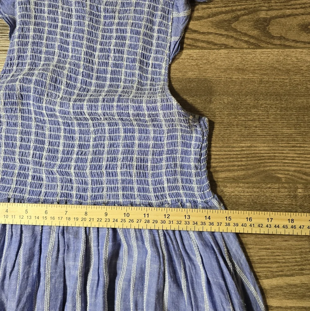 Free People Blue Stripe Backless Smocked Midi Dress - Picture 7 of 8